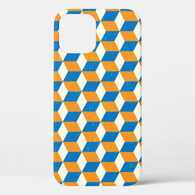 Retro isometric cubes, geometric illusion Case-Mate iPhone case (Back)