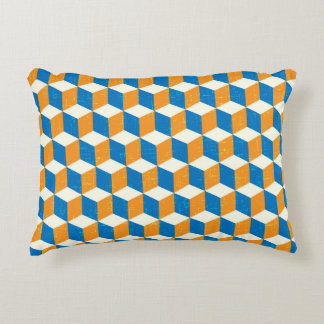 Retro isometric cubes, geometric illusion decorative cushion