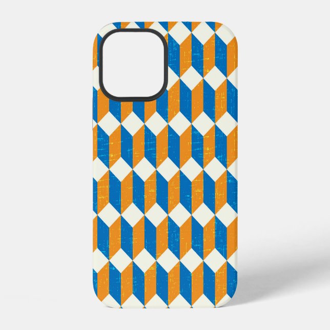 Retro isometric cubes, geometric illusion iPhone case (Back)
