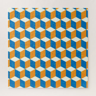Retro isometric cubes, geometric illusion jigsaw puzzle