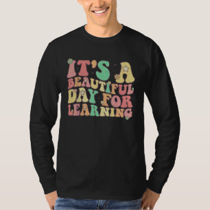 Retro It s Beautiful Day For Learning Teacher Stud T-Shirt