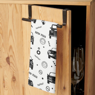 Retro Italia Car Pattern Kitchen Towels