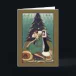 Retro Italian Art Deco Buon Natale Christmas Card<br><div class="desc">Vintage / Retro Italian Christmas greeting card.  Lovely woman sitting in front of the Christmas Tree in Art Deco style!  Buon Natale!  Merry Christmas!</div>