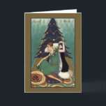 Retro Italian Art Deco Buon Natale Christmas Card<br><div class="desc">Vintage / Retro Italian Christmas greeting card.  Lovely woman sitting in front of the Christmas Tree in Art Deco style!  Buon Natale!  Merry Christmas!</div>