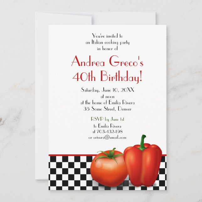 Retro Italian Birthday Invitation (Front)