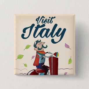 Retro Italian cartoon scooter poster. 15 Cm Square Badge