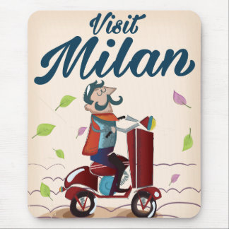 Retro Italian cartoon scooter poster Mouse Mat