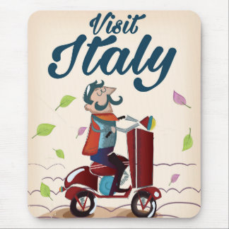 Retro Italian cartoon scooter poster Mouse Mat