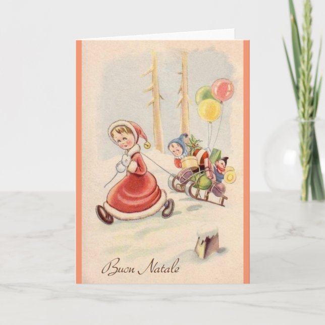 Retro Italian Christmas Greeting Card (Front)