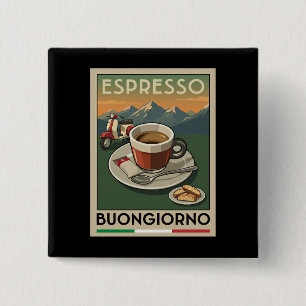 Retro Italian Espresso Art Cafe 1950s Poster 15 Cm Square Badge