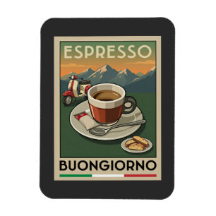 Retro Italian Espresso Art Cafe 1950s Poster Magnet