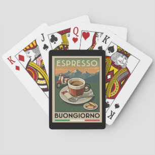 Retro Italian Espresso Art Cafe 1950s Poster Playing Cards