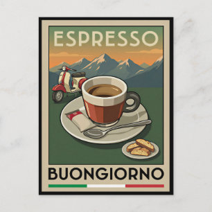 Retro Italian Espresso Art Cafe 1950s Poster Postcard