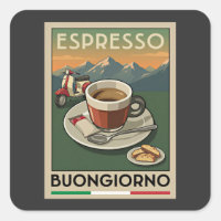 Retro Italian Espresso Art Cafe 1950s Poster