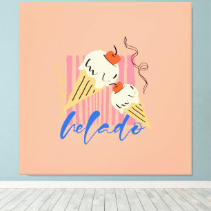 Retro Italian Ice Cream Cones Canvas Print