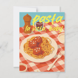 Retro Italian Restaurant Vibe Pasta Pun Postcard