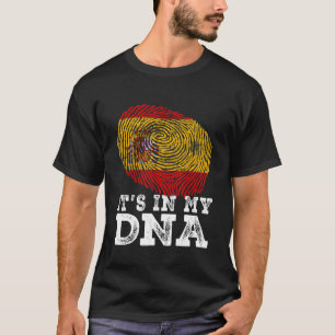 Retro It's In My Dna Spain Flag Fingerprint T-Shirt