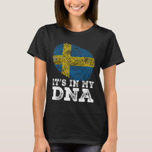 Retro It's In My Dna Sweden Flag Fingerprint T-Shirt