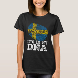 Retro It's In My Dna Sweden Flag Fingerprint T-Shirt