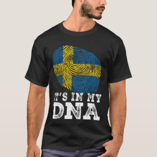 Retro It's In My Dna Sweden Flag Fingerprint T-Shirt