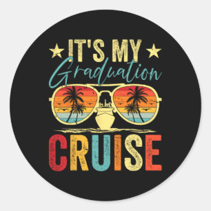 Retro It's My Graduation Cruise Sungles Cruise Squ Classic Round Sticker