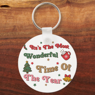 Retro It's The Most Wonderful Time Key Ring