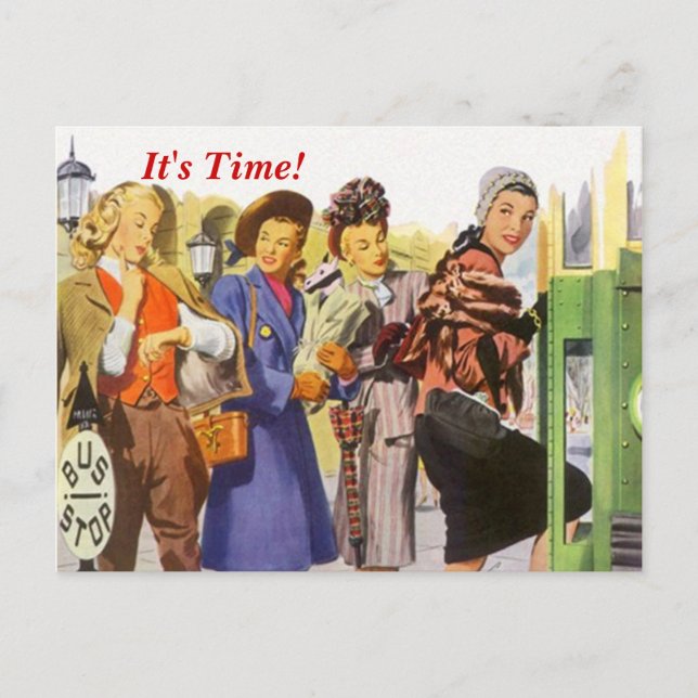Retro It'sTime! Appointment Reminder Postcard (Front)