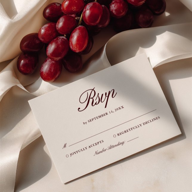 Retro Ivory Beige & Burgundy Elegant Wedding RSVP Card (Retro Ivory Beige & Burgundy Elegant Wedding RSVP Card)