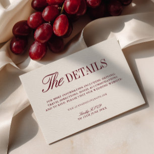 Retro Ivory Beige & Burgundy Wedding Website Enclosure Card
