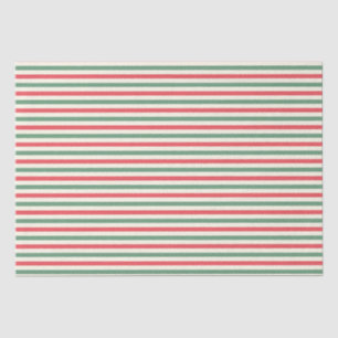 Retro ivory red green candy cane stripes Christmas Tissue Paper
