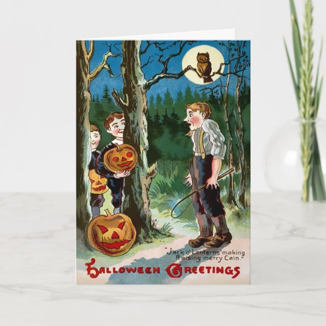 Retro Jack o' Lantern Halloween Card (Front)