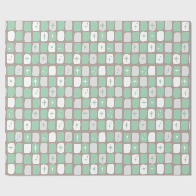 Retro Jade Starbursts Wrapping Paper (Flat)