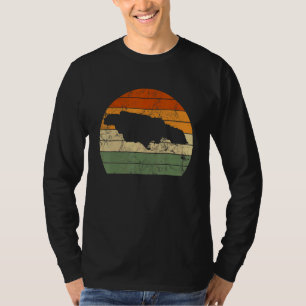 Retro Jamaica Jamaican Map Sunset Independence Day T-Shirt