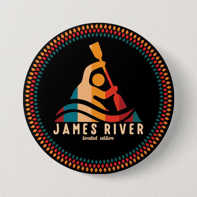 Retro James River Kayaking 7.5 Cm Round Badge (Front)