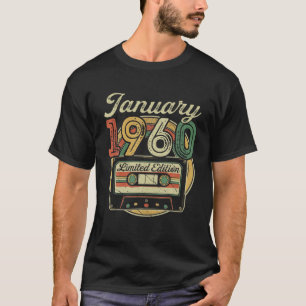 Retro January 1960 Cassette Tape 62Nd Birthday Dec T-Shirt