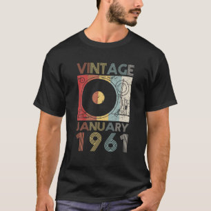 Retro January 1961 T 61St Birthday Gift 61 Years O T-Shirt