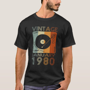 Retro January 1980 T 42Nd Birthday Gift 42 Years O T-Shirt