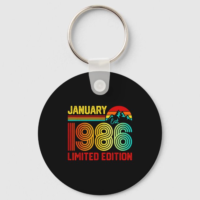 Retro January 1986 Limited Edition 40-year-old 40t Key Ring (Front)