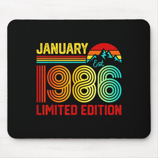 Retro January 1986 Limited Edition 40-year-old 40t Mouse Mat (Front)
