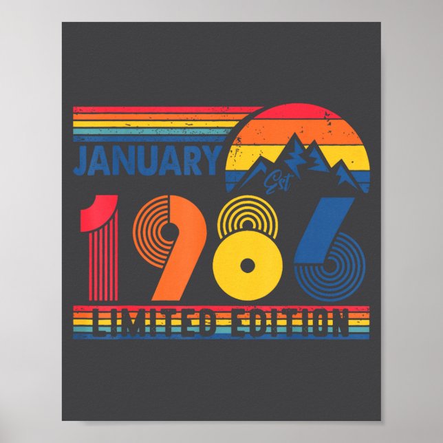 Retro January 1986 Limited Edition 40 Year Old 40t Poster (Front)