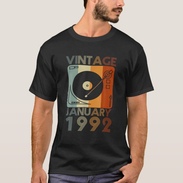 Retro January 1992 T 30Th Birthday Gift 30 Years O T-Shirt (Front)