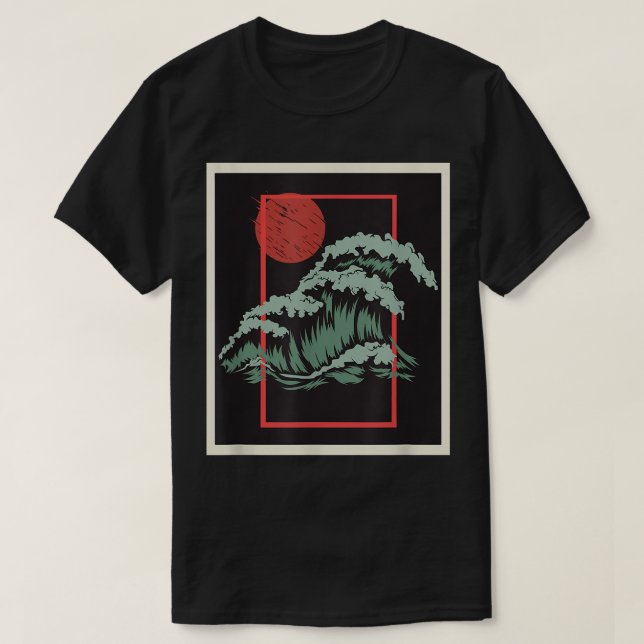 Retro Japan Wave Woodblock Japanese Art  T-Shirt (Design Front)