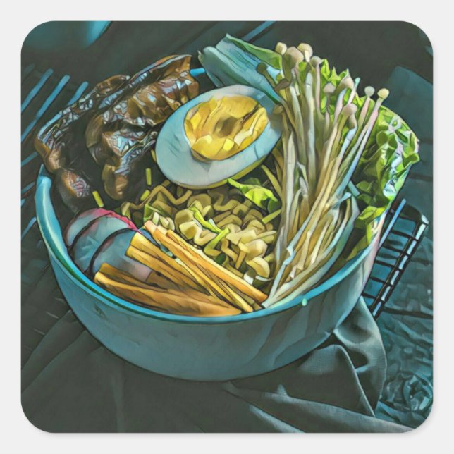 Retro Japanese Art Square Sticker (Front)