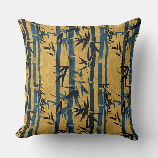 Retro Japanese Bamboo Print Cushion (Front)
