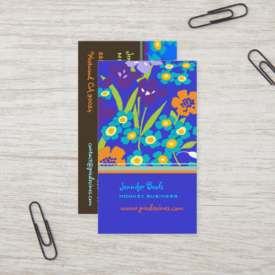 Retro Japanese Iris + Royal Blue/DIY Background Business Card