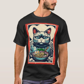 Retro Japanese Kawaii Ramen Men Kids Women Cat Ra T-Shirt