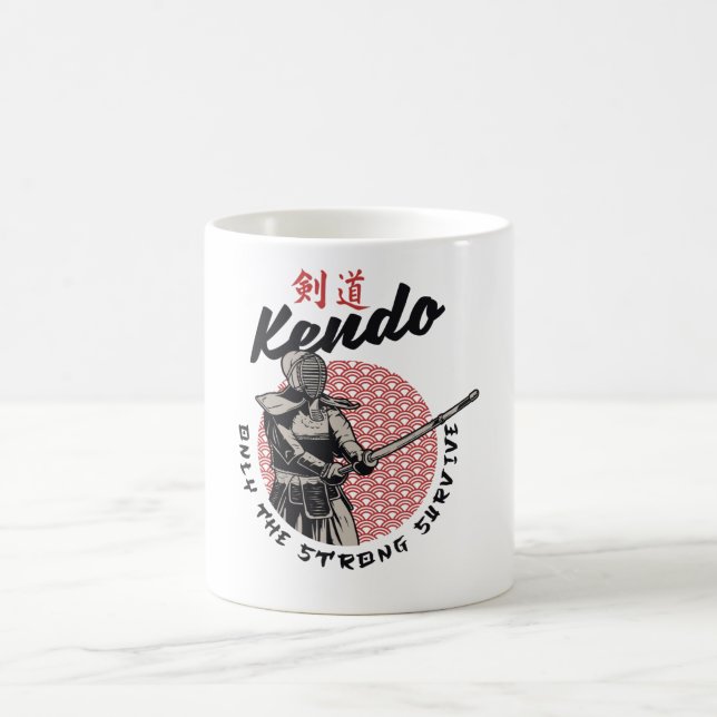 Retro Japanese Kendo - Only the Strong Survive Coffee Mug (Center)