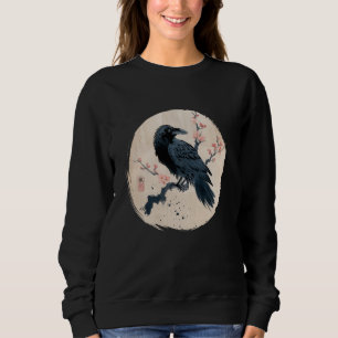 Retro Japanese Raven Crow Bird Black Art Men Women Sweatshirt