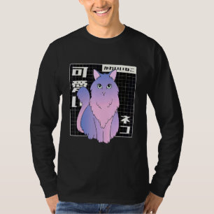 Retro Japanese Vaporwave Cat 90s Aesthetic T-Shirt