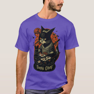 Retro JapaneseInspired Feline Culinary Cat as Sush T-Shirt